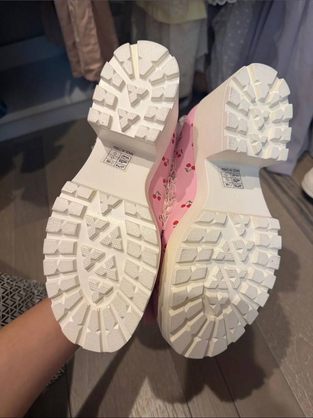 koi pink cherry mary janes